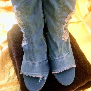 Denim Boot with Heel & Toe Out